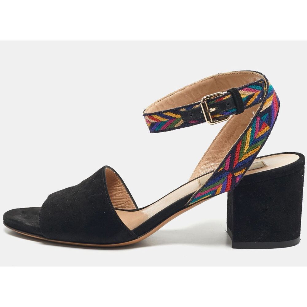 NEW IN BOX VALENTINO Native Couture EMBROIDERED ankle STRAP suede city SANDALS S